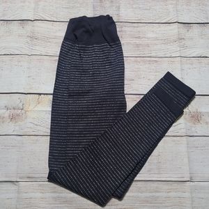 Athleta Black Silver Stripe Tight Leggings